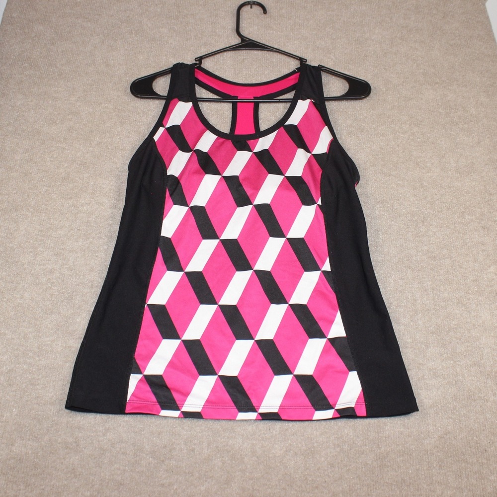 Xersion Performancewear Pink Geometric Racerback Tank Top Built-in Bra Medium